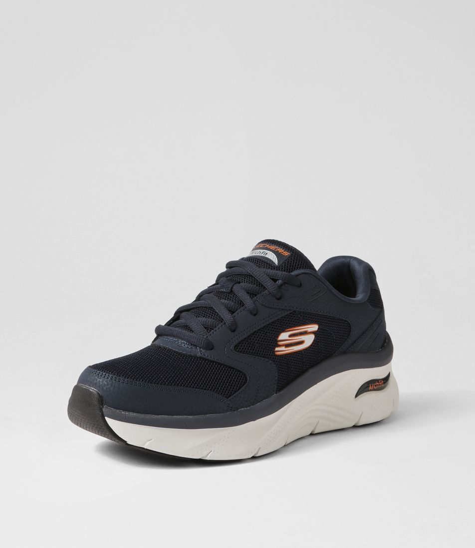 Arch Fit Dlux Navy Orange Fabric Sneakers