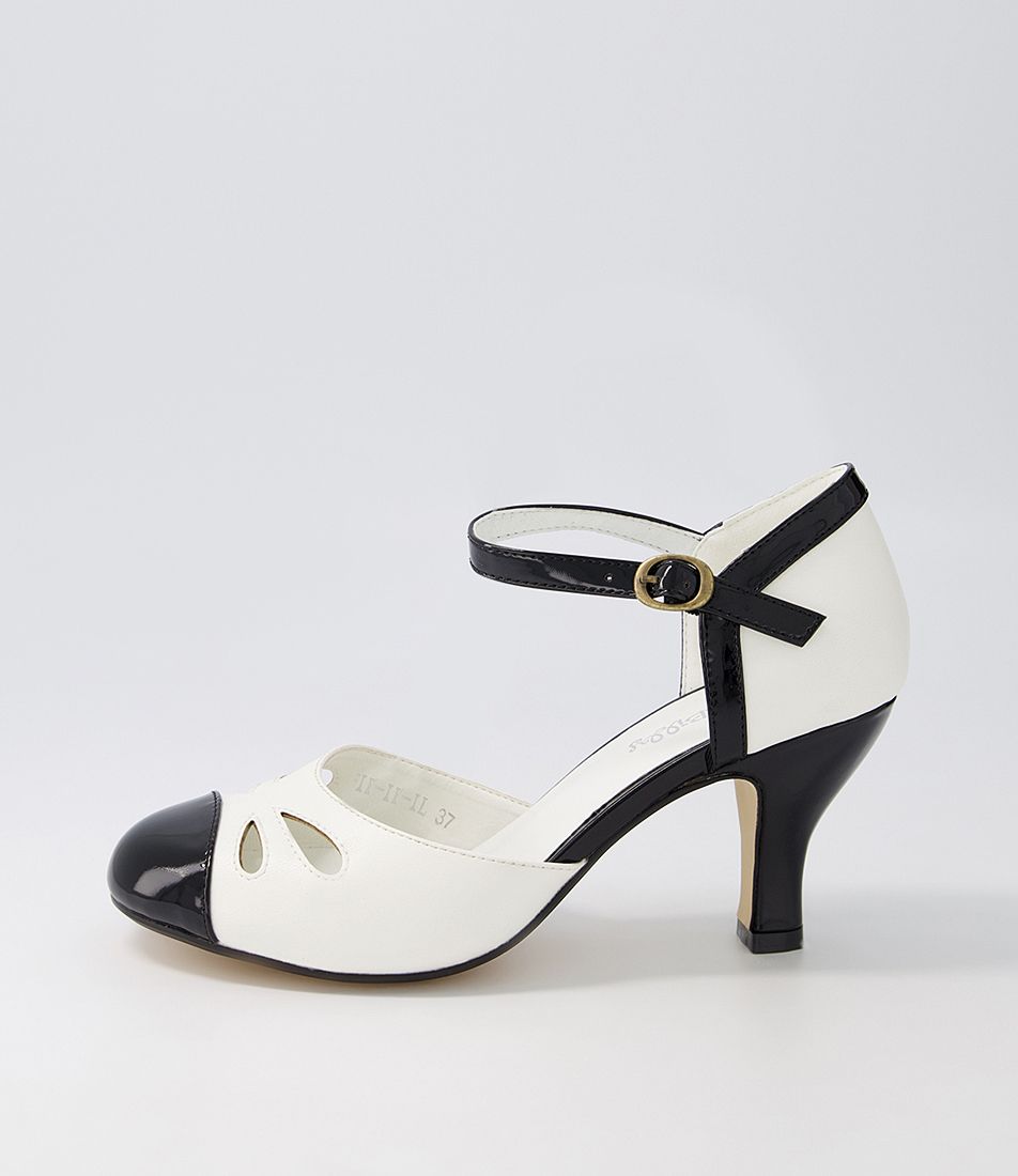 Mandy Black Bone Patent Pu Heels