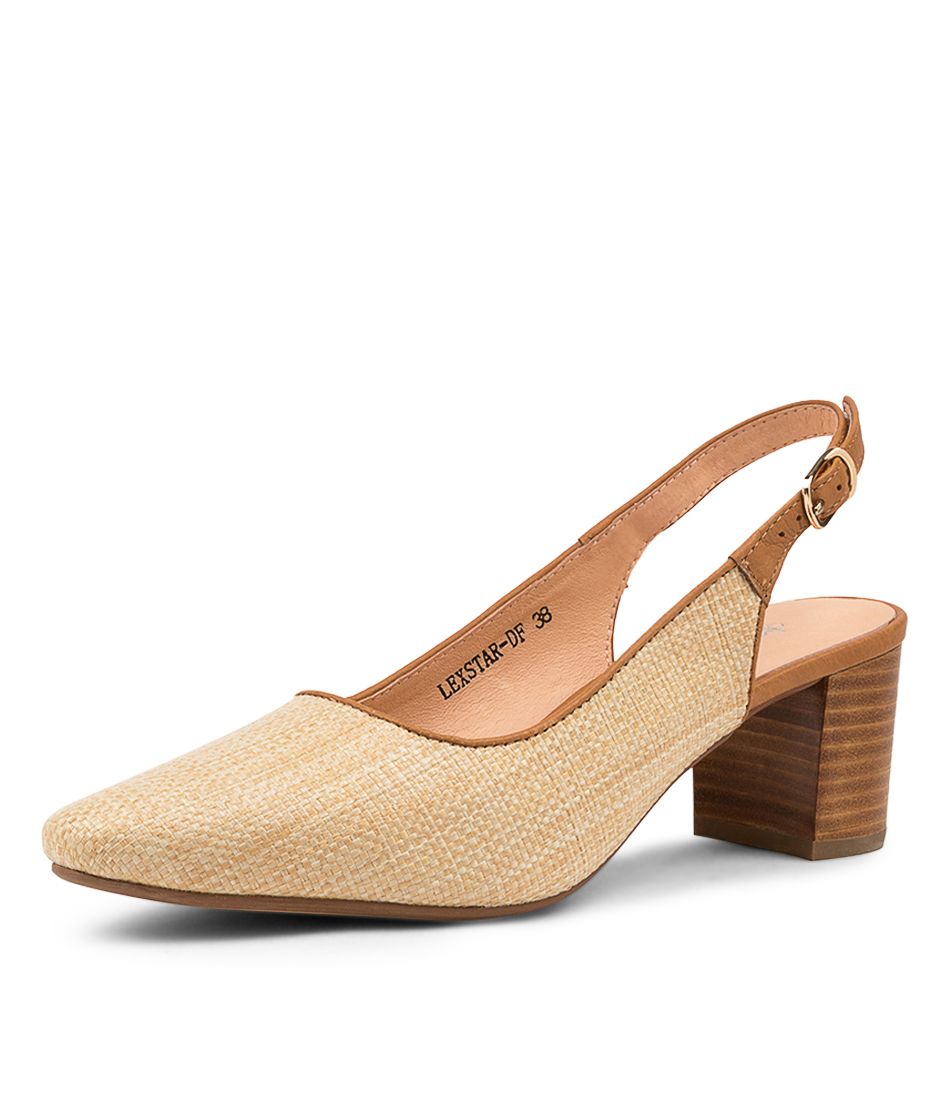 LEXSTAR NATURAL DARK TAN WOVEN HEELS