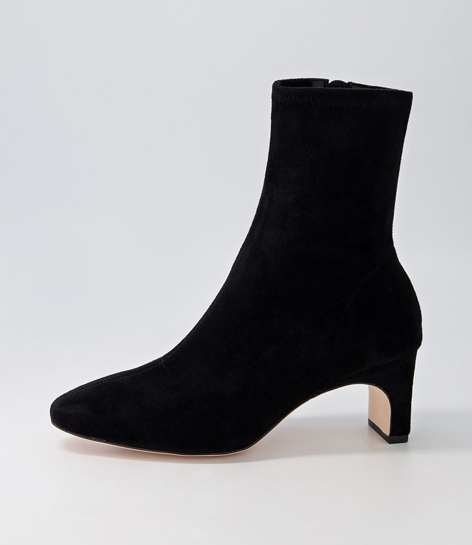 Sarski Black Stretch Microsuede Ankle Boots