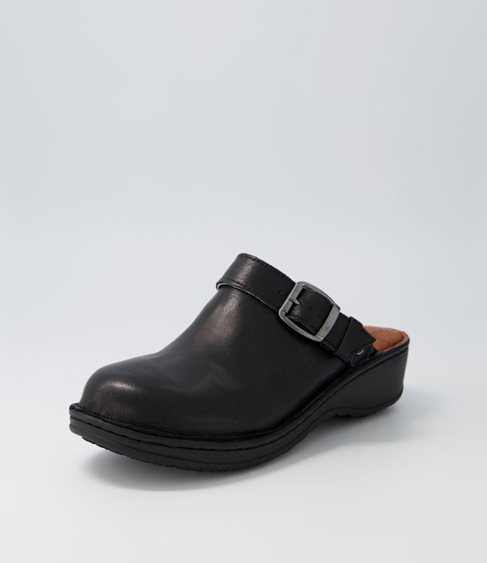 Namsey Black Leather Clogs