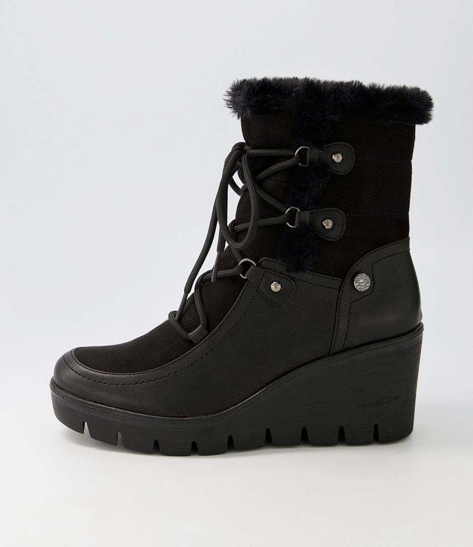 Ishmar Black Mix Lace Up Boots