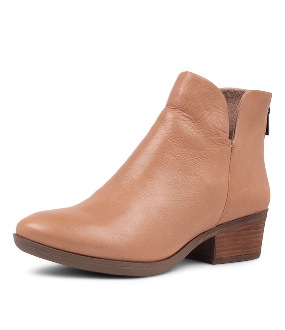 Zhara Dark Tan Leather Ankle Boots