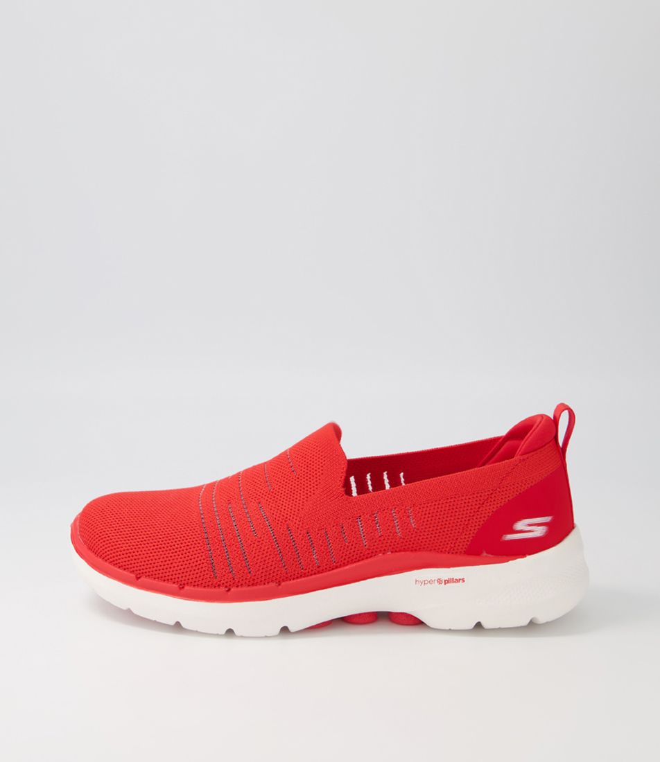 Go Walk 6 Red Mesh Sneakers