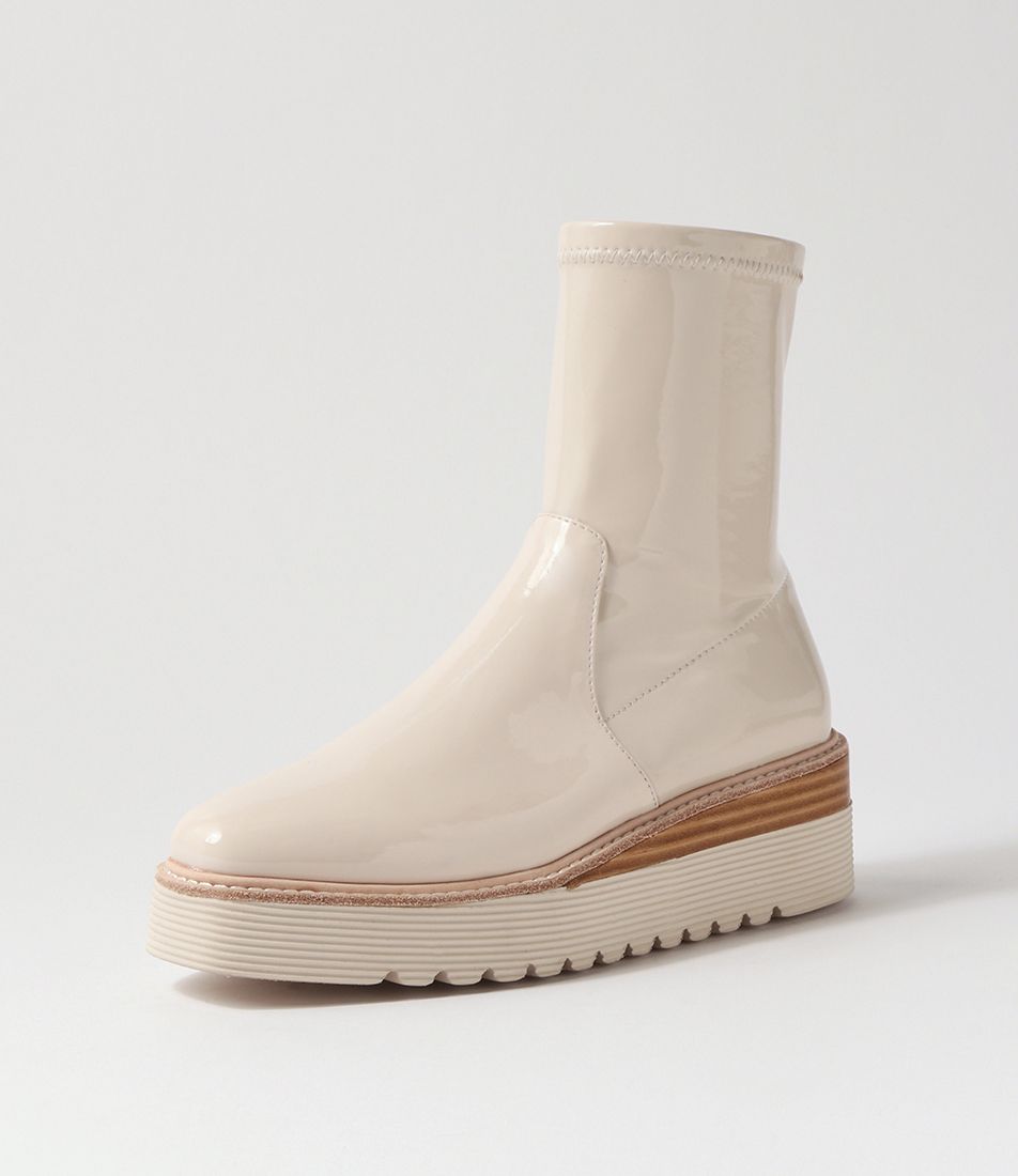 Ulike Latte Stretch Patent Pu Ankle Boots