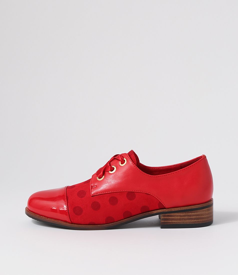 Hannie Red Dots Multi Lace Up Flats