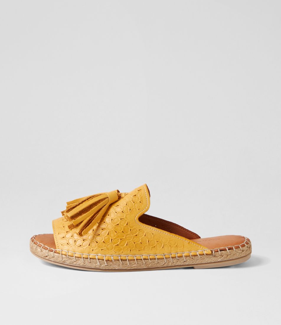 Phinza Yellow Leather Sandals