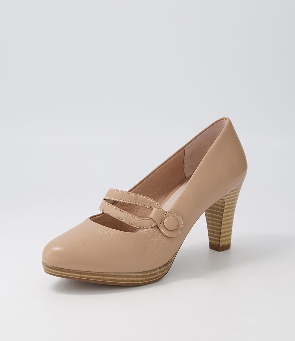Sorina Nude Leather Mary Jane Heels