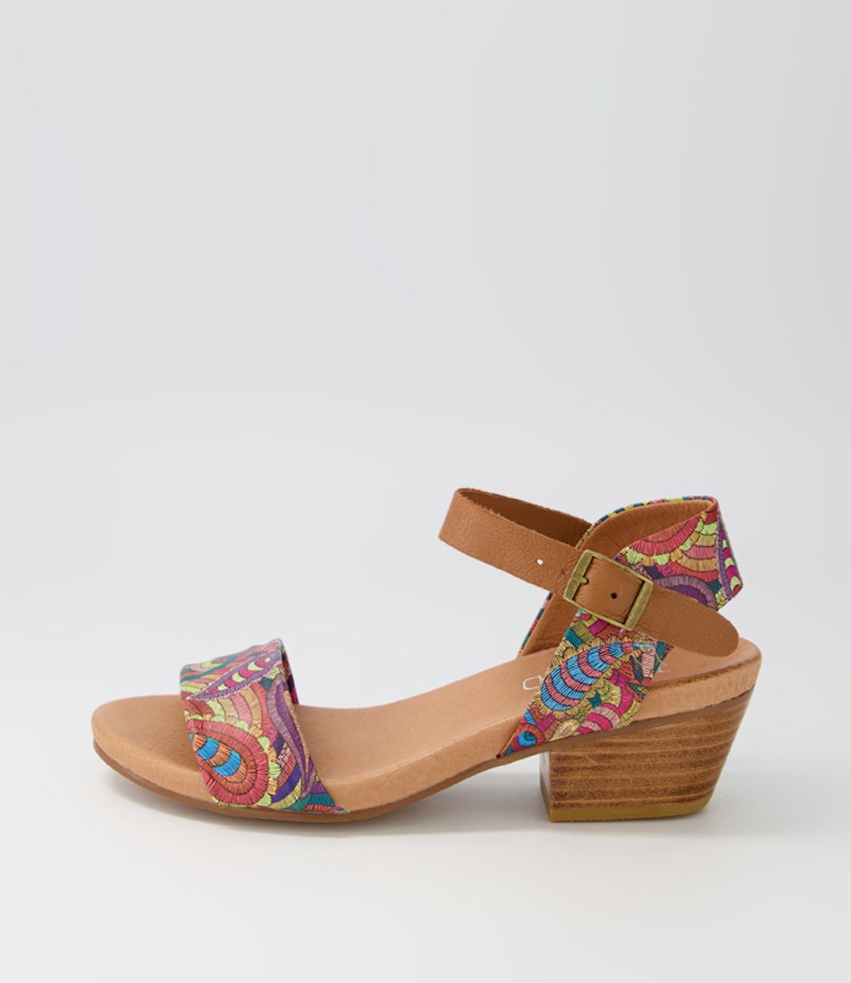 Control BRIGHT HARLEQUIN Dark Tan Leather Sandals
