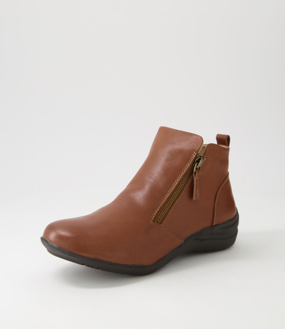 Bouse Dark Tan Leather Ankle Boots