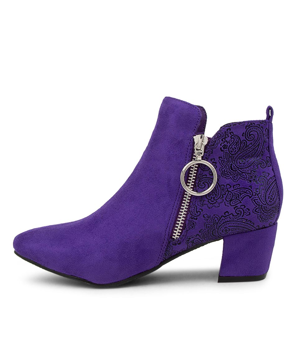 Hesta Purple Microsuede Ankle Boots