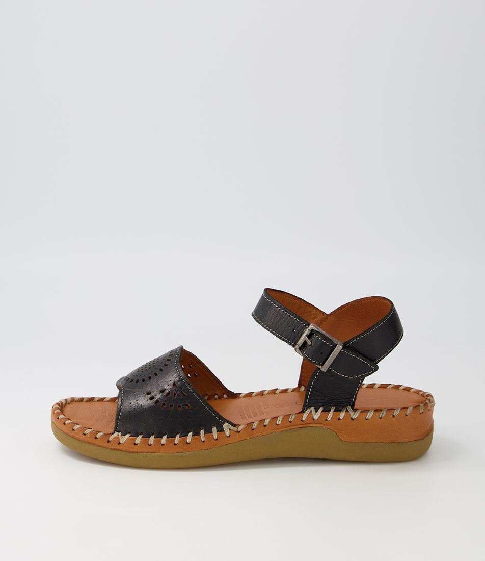 Yelos Black Leather Sandals