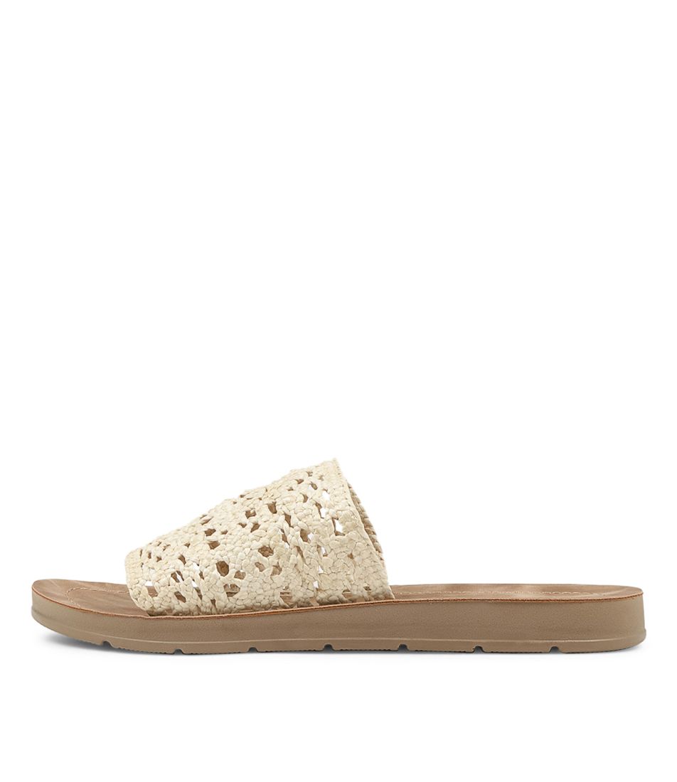 Mahara Beige Syn Raffia Slides
