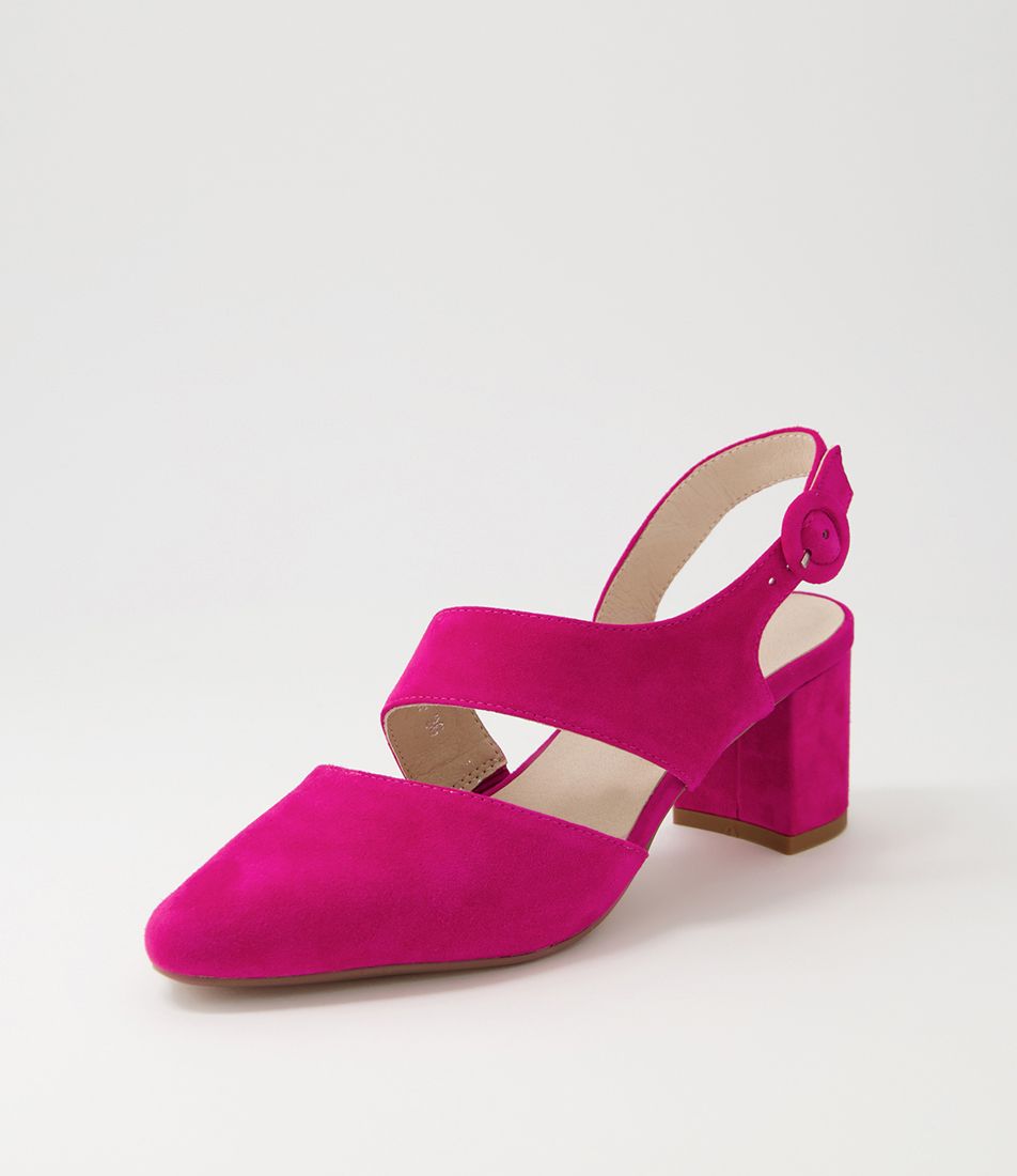 Leesa Fuchsia Suede Heels