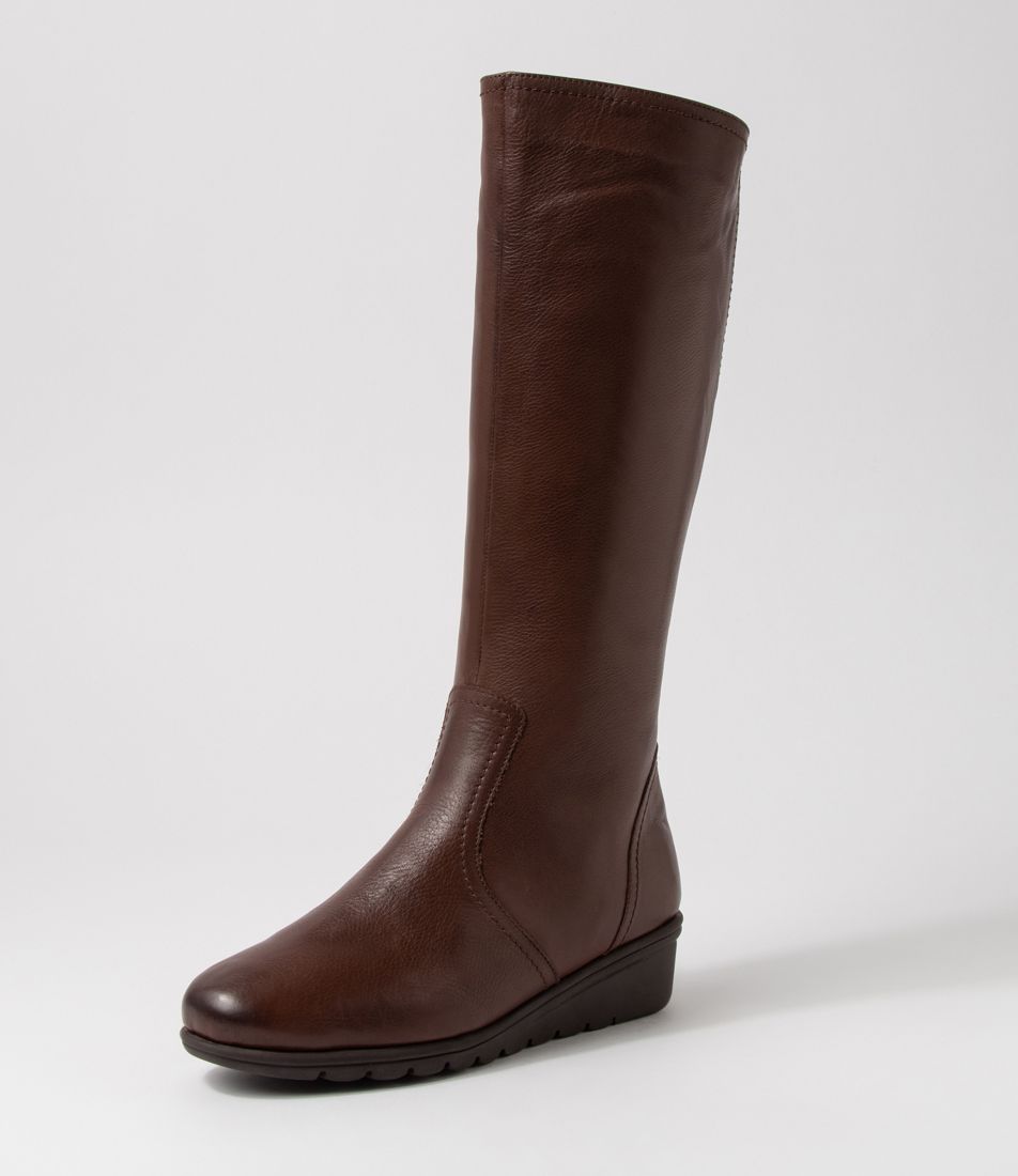 Lynia Dark Brown Leather Knee High Boots