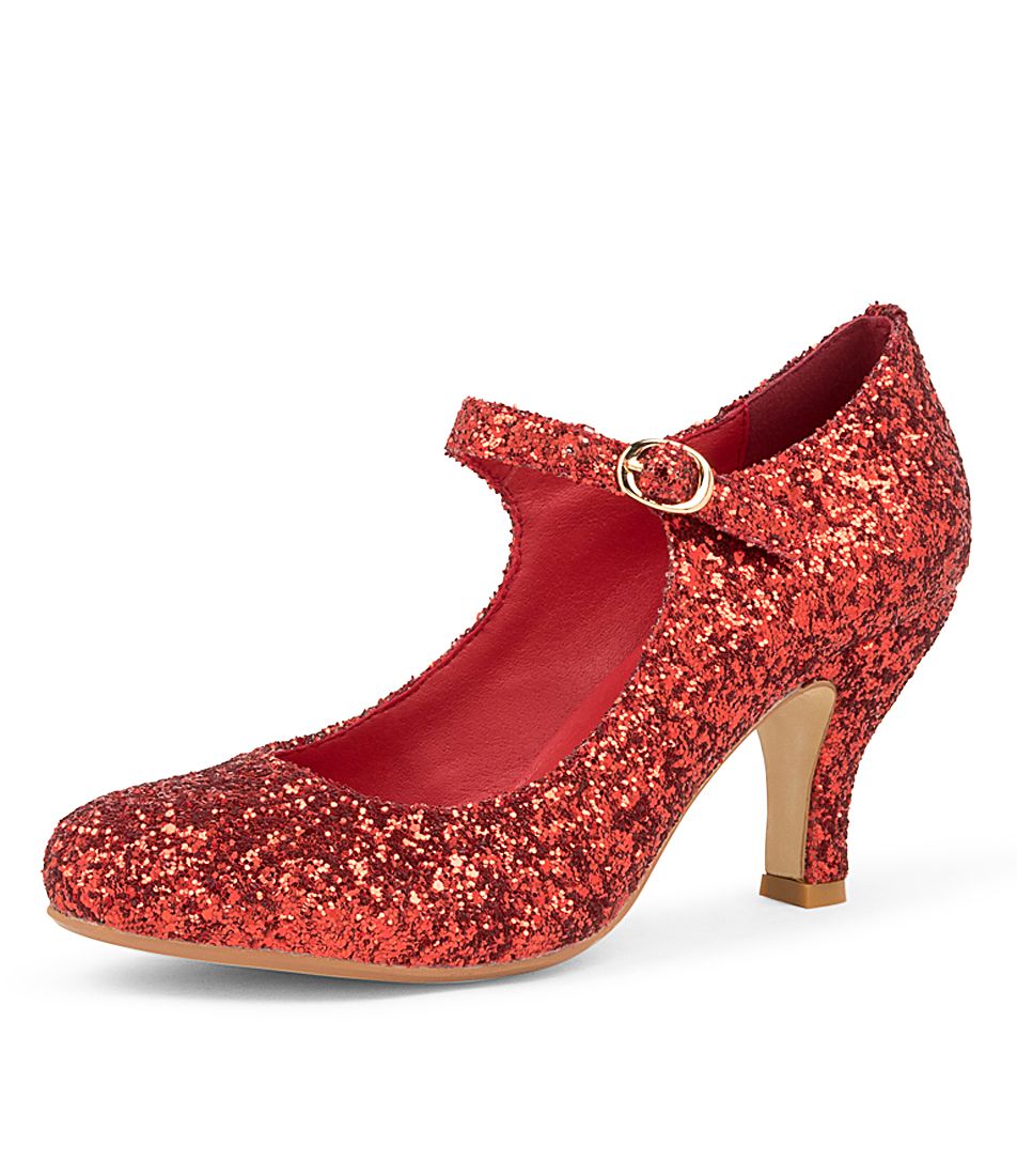 MAJESTIC RED GLITTER HEELED PUMPS