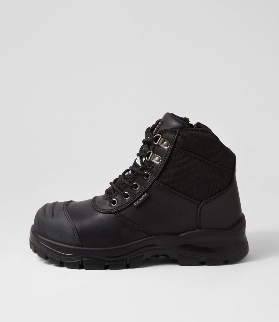 Skx Work Comp Toe Black Leather Lace Up Boots