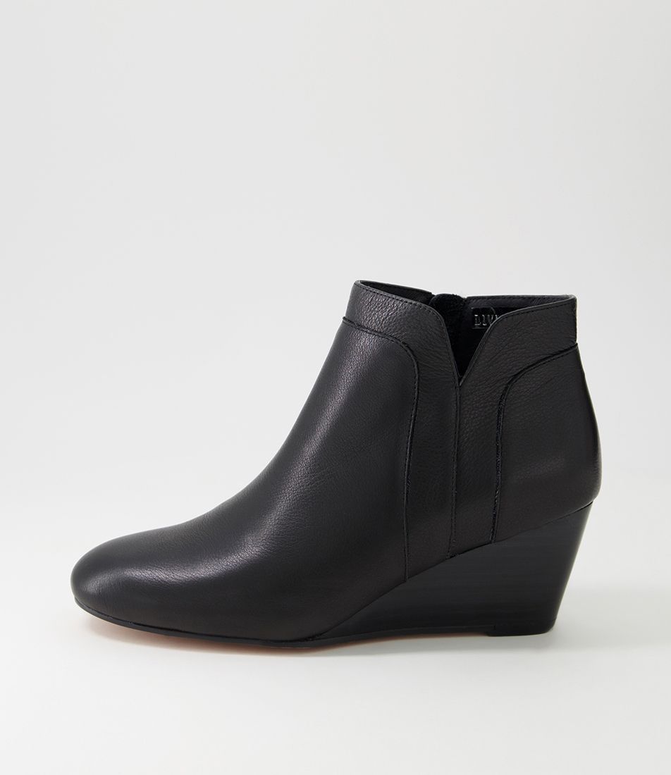 Livia Black Leather Ankle Boots