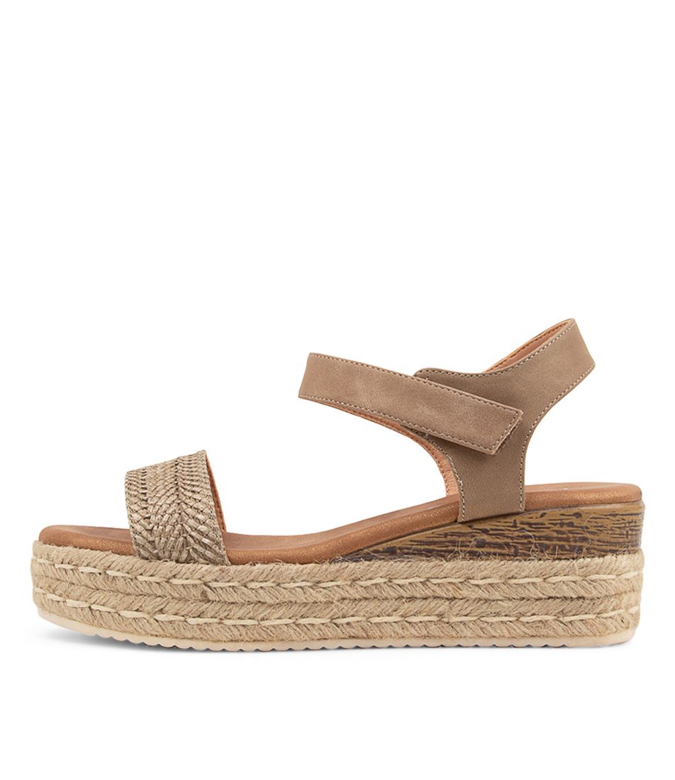 Hilaro Cinnamon Taupe Syn Raffia Sandals