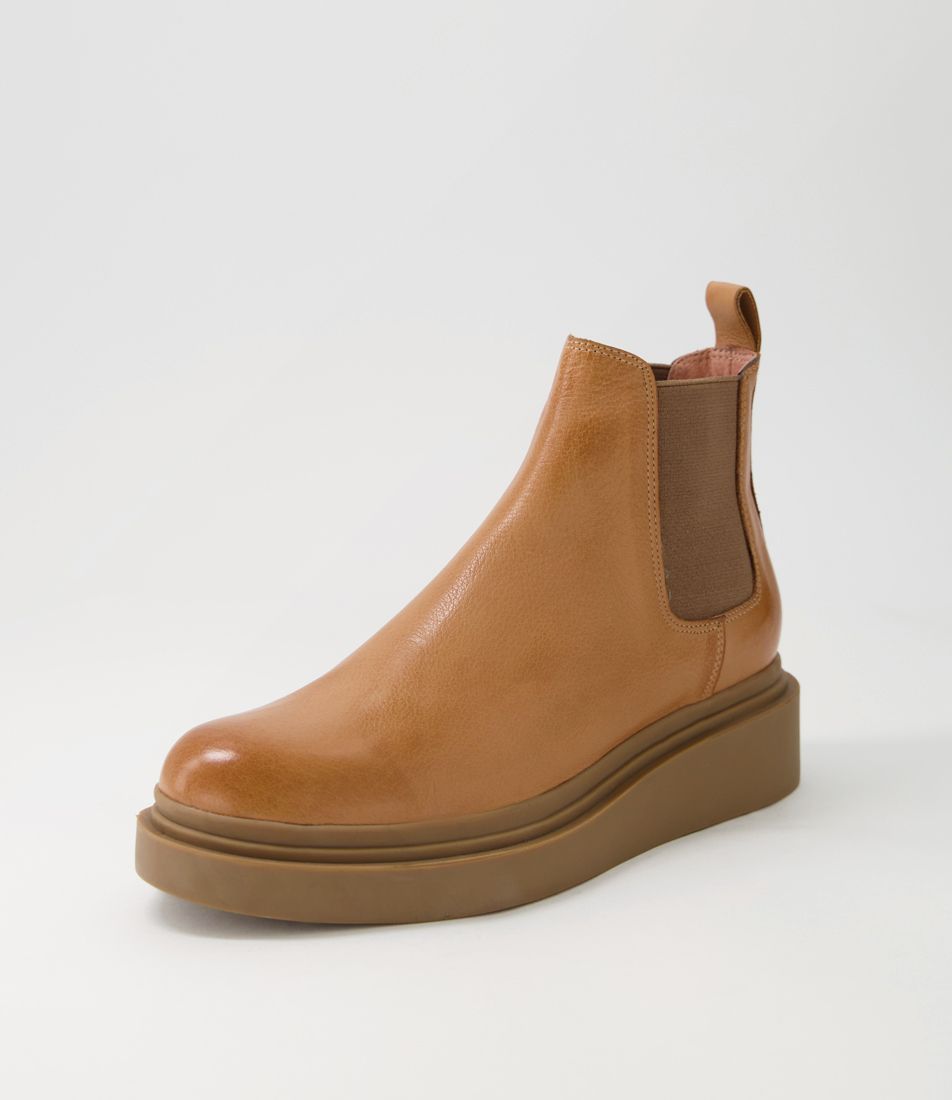 Zoopy Dark Tan Choc Leather Elastic Chelsea Boots