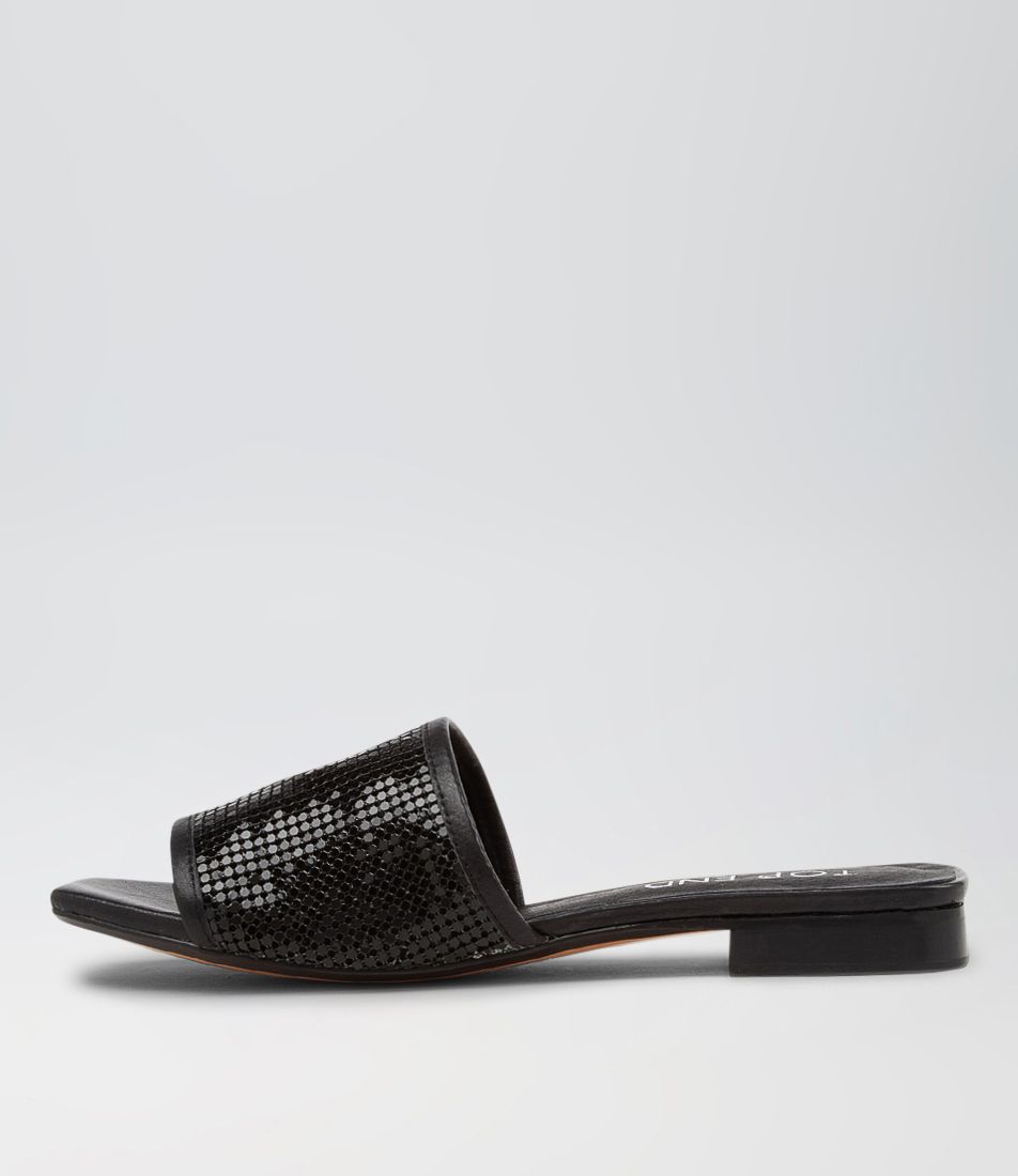 Koyner Black Metal Leather Slides