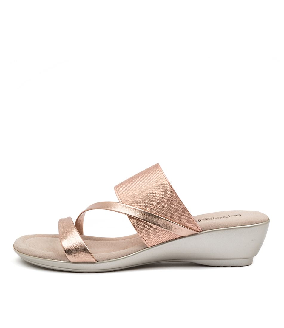 Paralee Rose Gold Leather Elastic Sandals