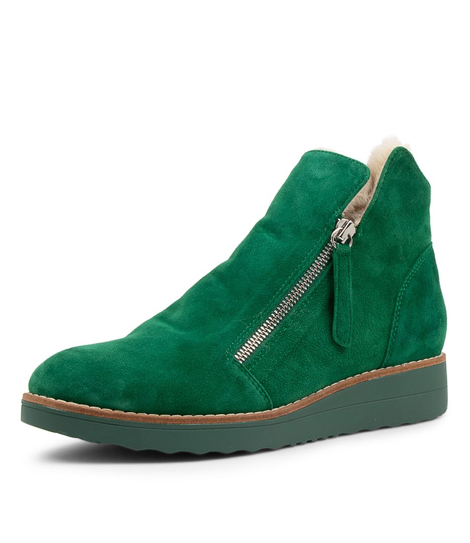 Opal Emerald Suede Ankle Boots