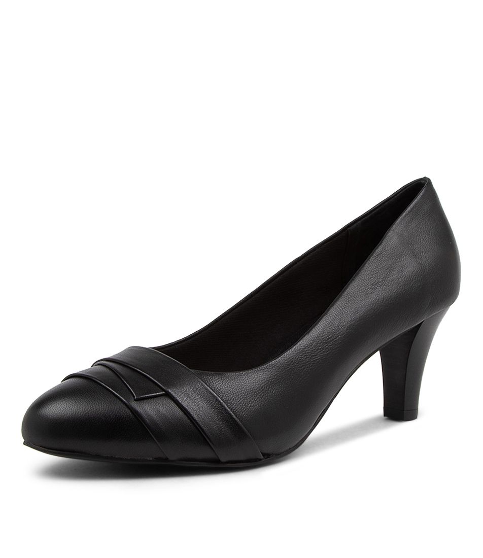 JANINA2 BLACK LEATHER HEELS