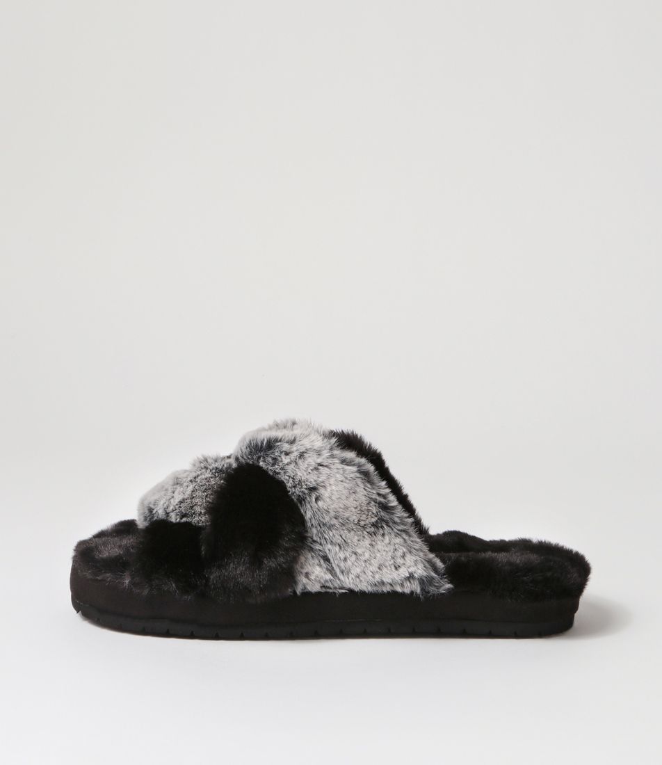 Cozy Slide Black Textile Sandals