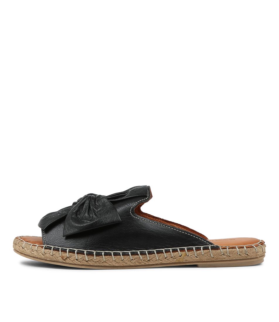 Pecor Black Leather Espadrilles