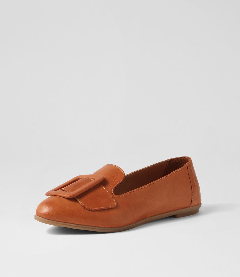 Lynasty Tan Leather Flat Shoes