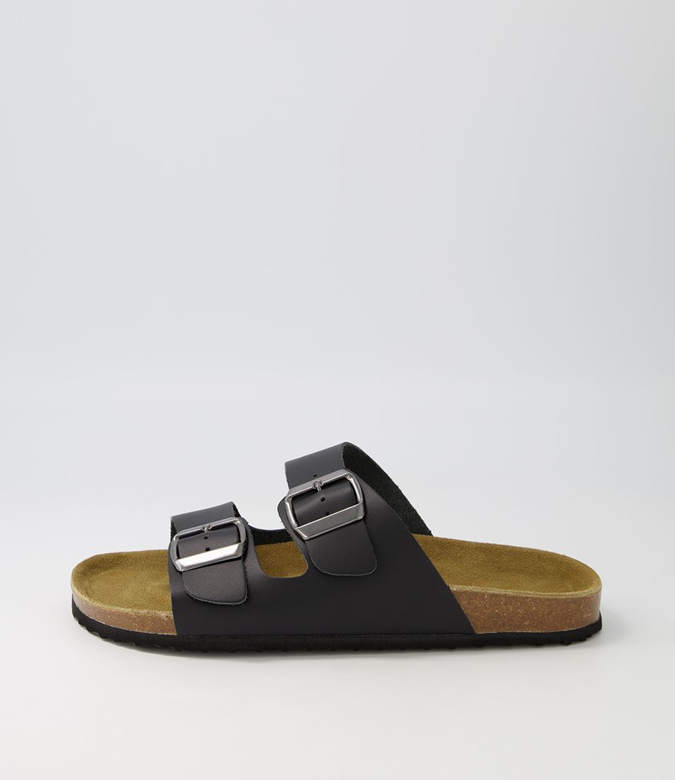 Ridley Black Leather Slides