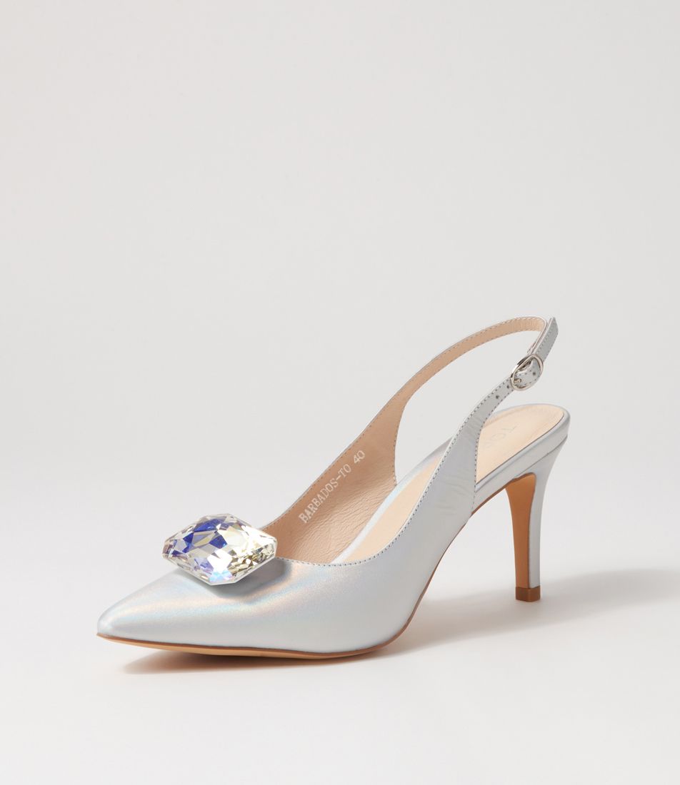 Barbados Silver Rainbow Leather Jewels Heels