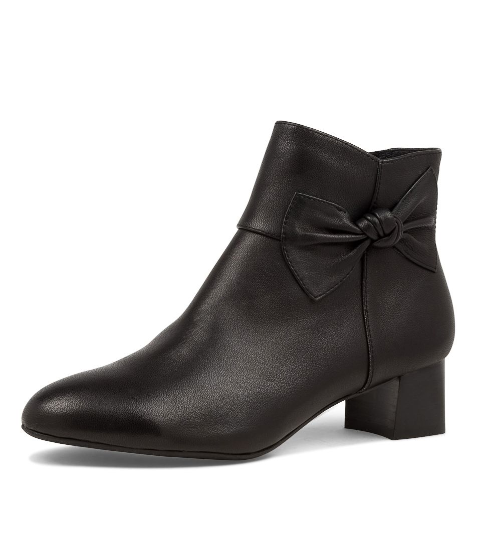 KARATE BLACK LEATHER ANKLE BOOTS BLACK HEEL