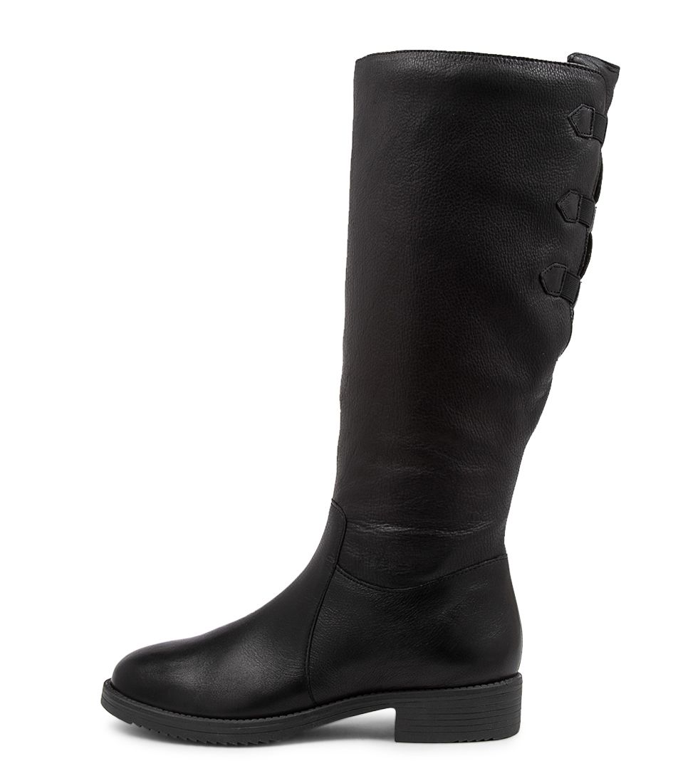 Cleanses Black Leather Knee High Boots