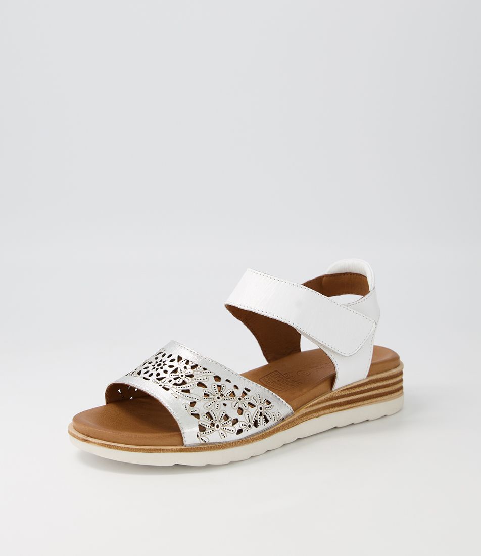 Ispace Silver White Leather Sandals