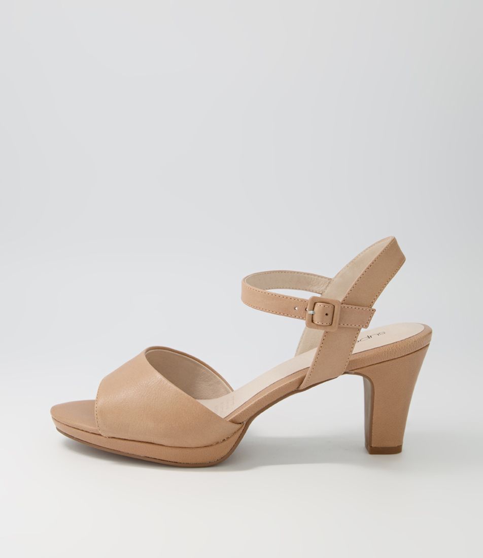 Super Dark Nude Covered Heel Leather Sandals