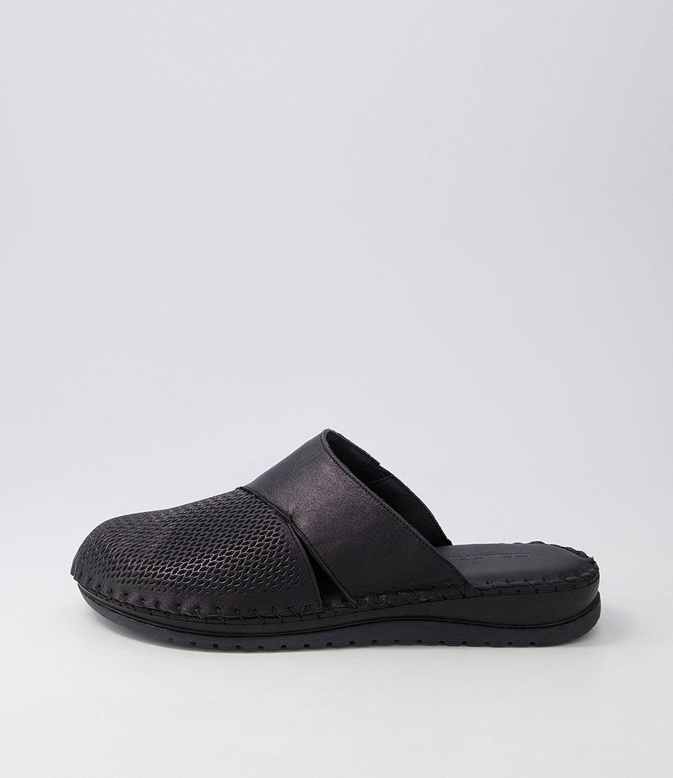 Krisaf Black Leather Mules