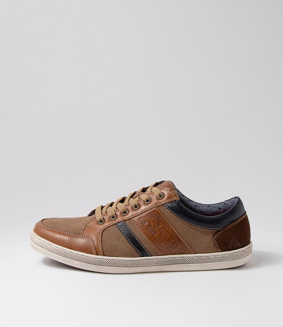 Foule Tan Leather Canvas Sneakers