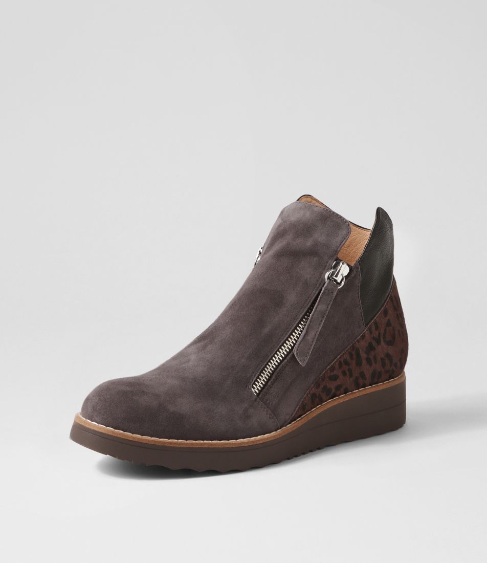 Ossha Cocoa Light Choc Leopard Multi Ankle Boots