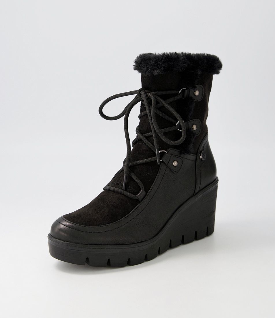 Ishmar Black Mix Lace Up Boots