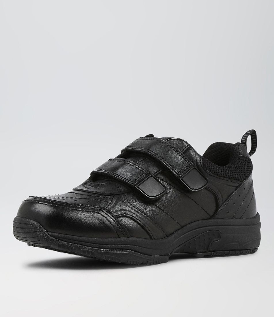 Hype Jnr E Adj Black Leather Sneakers