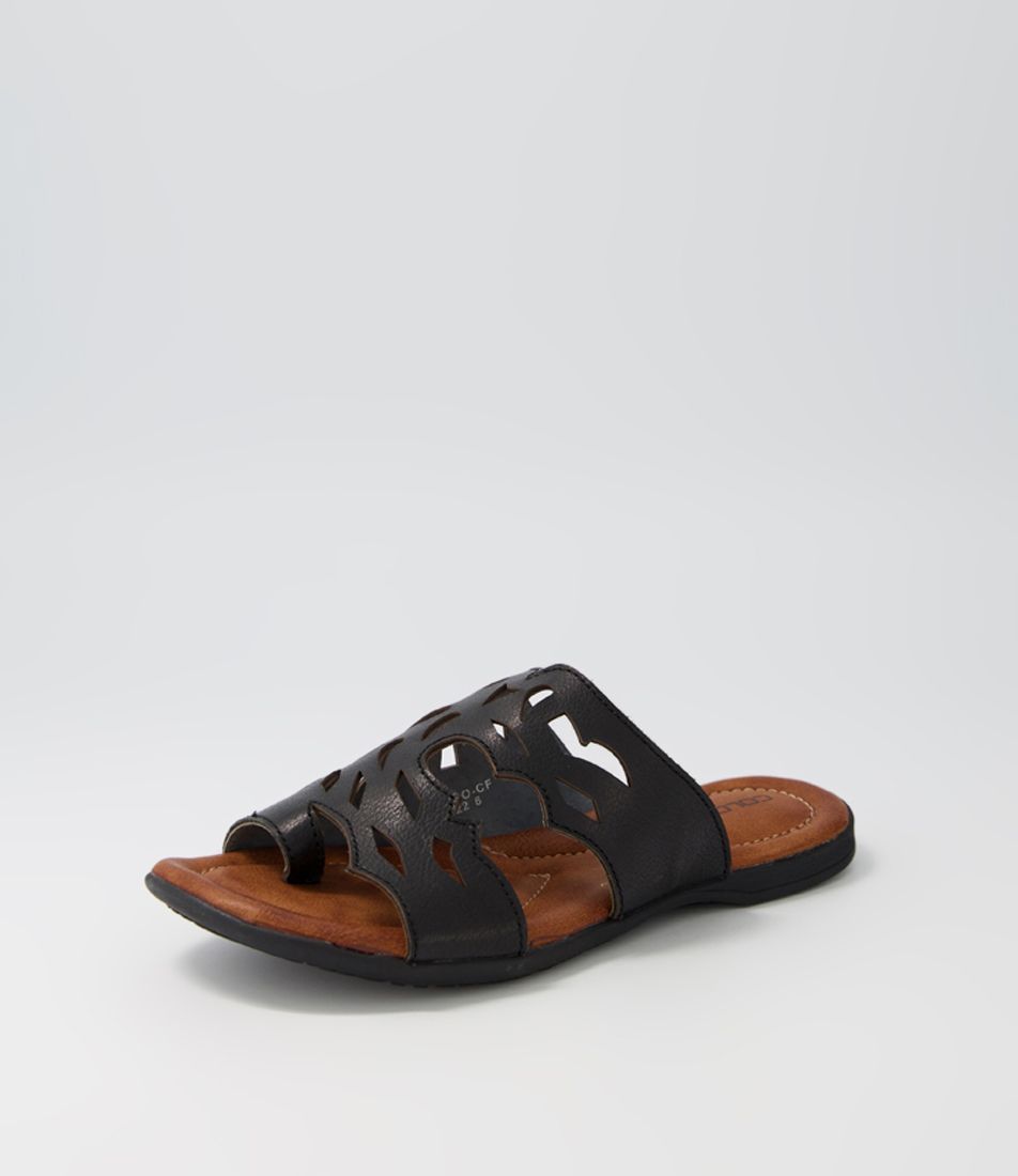 Kaboo Black Leather Slides