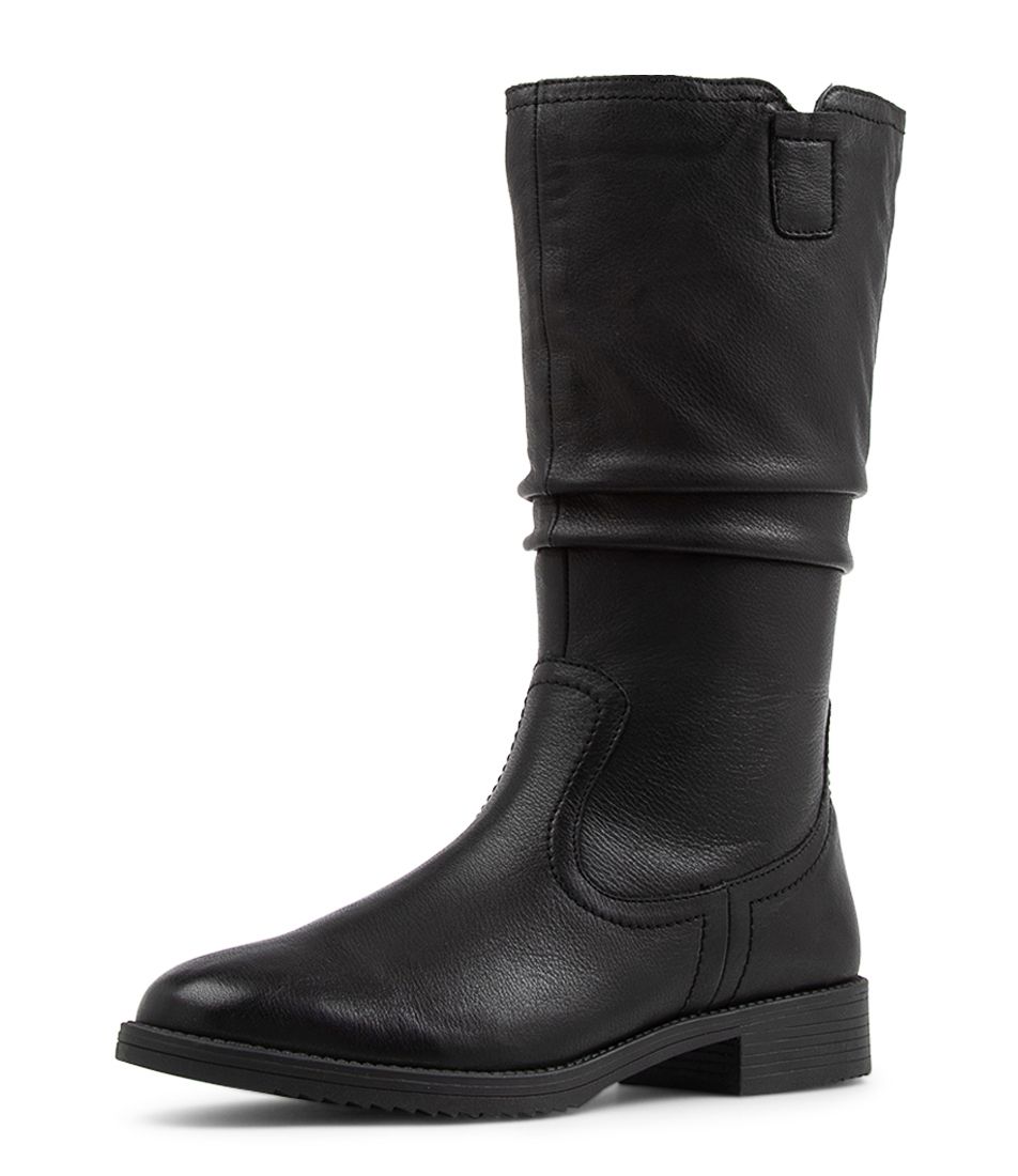Camino Black Leather Calf Boots