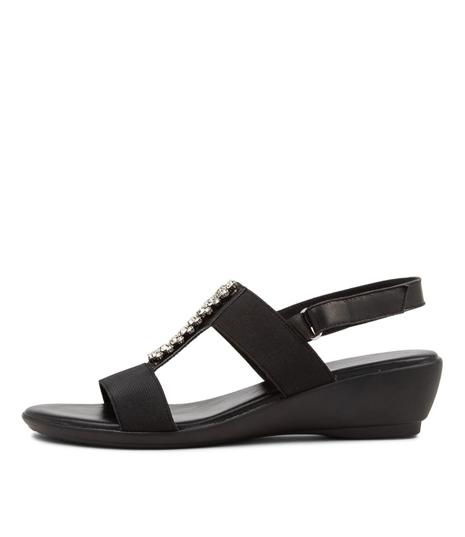 Police Black Elastic Leather Sandals