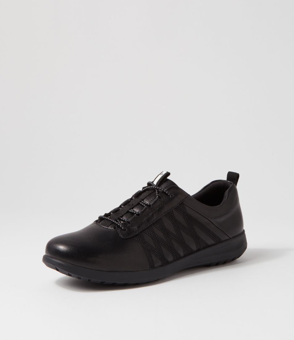 Feebee Black Leather Sneakers