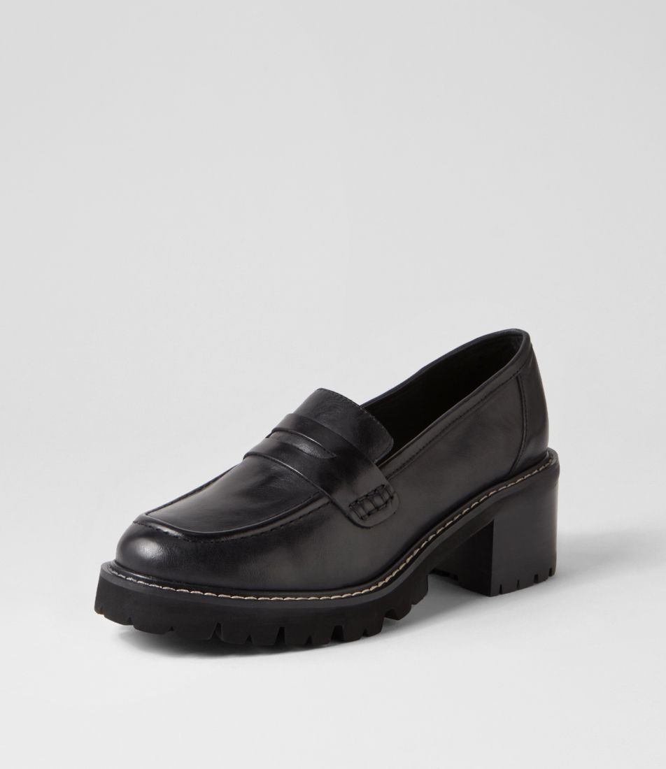 Jinnah Black Leather Heels