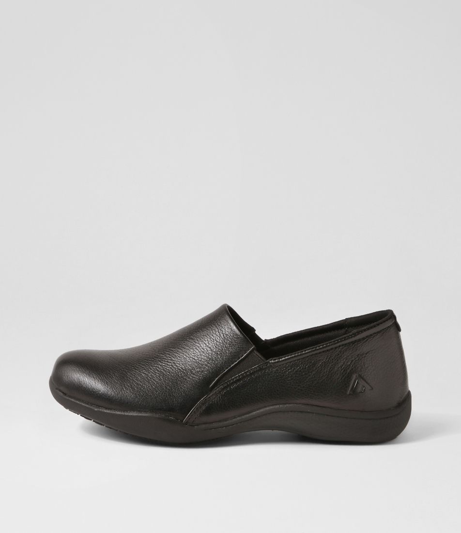 Grands Black Leather Flat Shoes