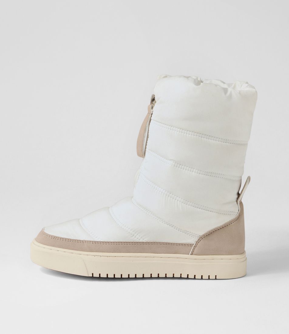 Celino White Fabric Ankle Boots