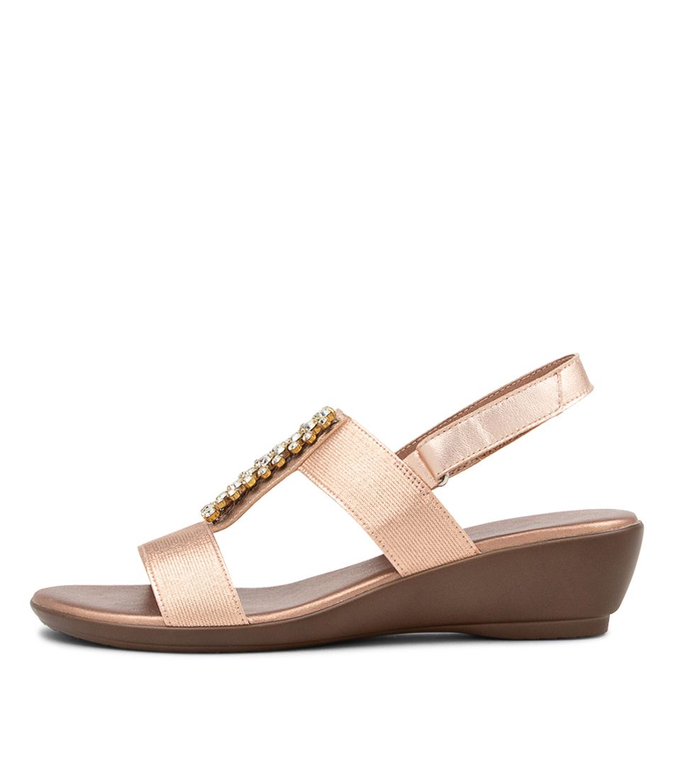 Police Rose Gold Elastic Leather Sandals